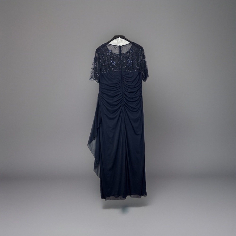 Xscape Plus Size 16W Long Formal Dress Beaded Sequin Illusion Neck Gown Evening - Picture 3 of 14